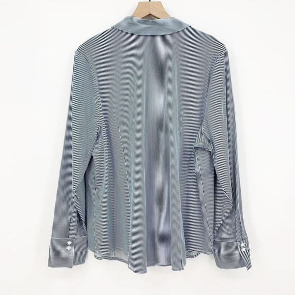 Lane Bryant Outlet Shirt Size 22 Striped Long Sleeve Button Up Collared Stretch - Picture 2 of 8